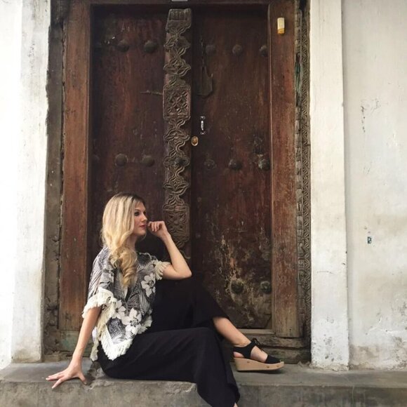 Sedette Sandal Co. Black Canvas & Wood Platform Wedge Retro Sandals Size 9.5 - Picture 11 of 11